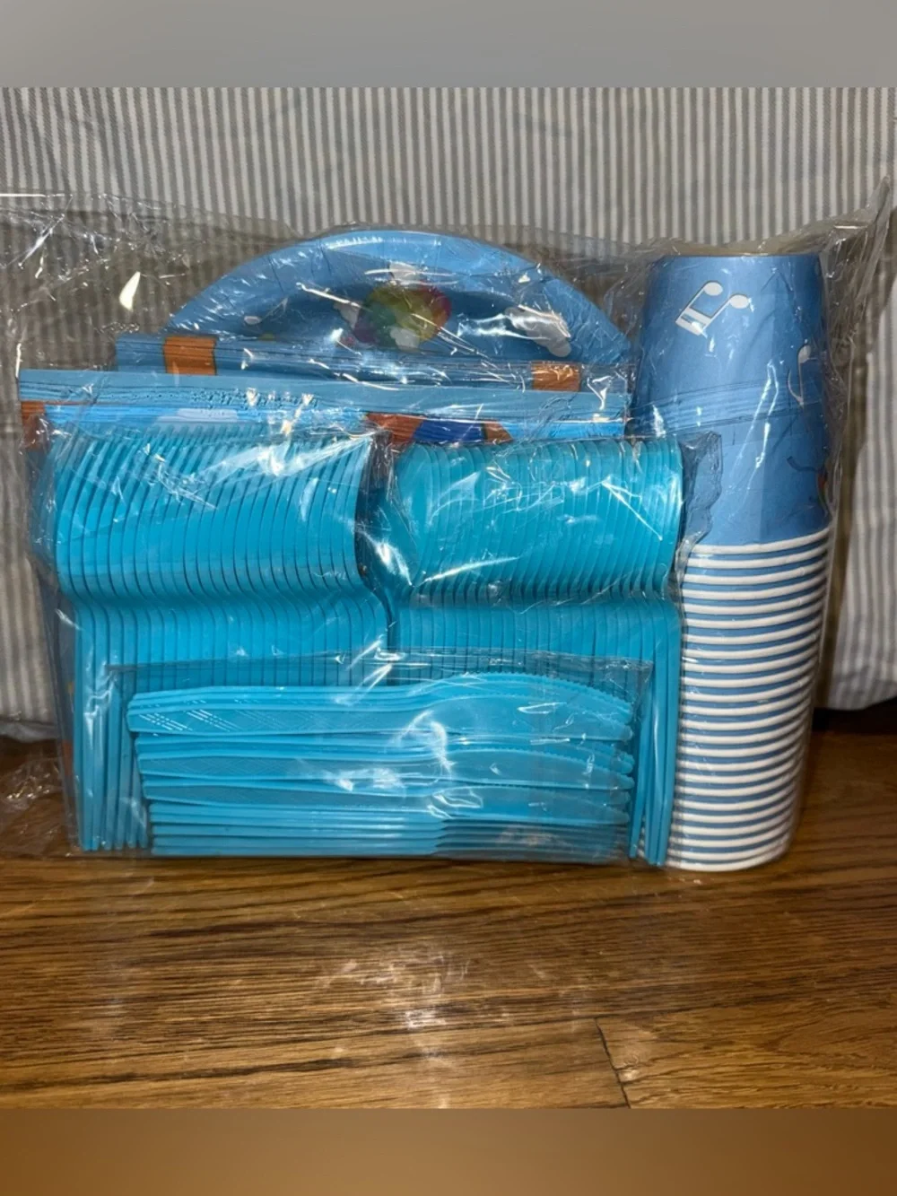 Blue & Orange Happy Birthday Disposable Tableware Set for 24